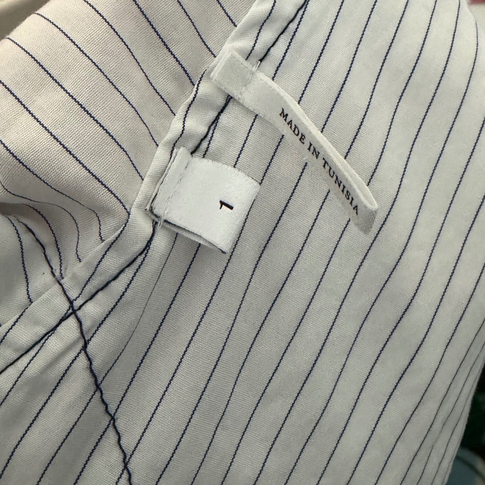 Sandro Paris Womens Blue White Pinstripe High Low Oversized‎ Cotton Shirt Blouse - Picture 4 of 9